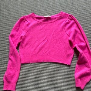 Love Shack Fancy hot pink crop sweater. Size Large